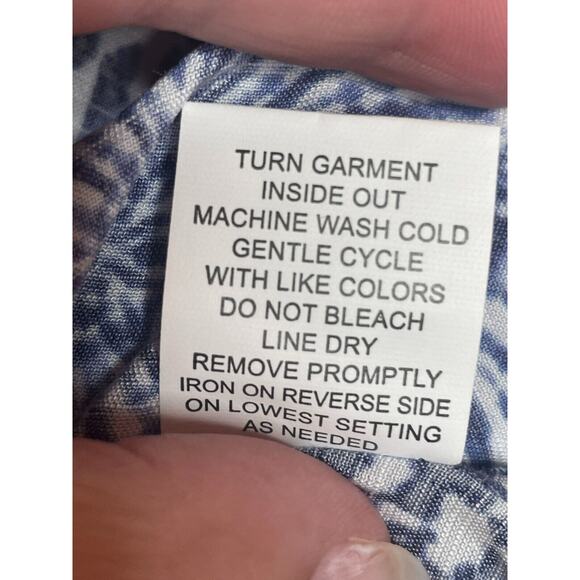 NY Collections Womens Floral Print Button-Up Blouse Roll Tab Sleeve Size PM - Picture 6 of 7